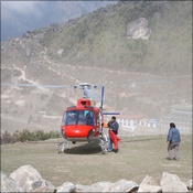 Heli arrives for sample transport to Kathmandu