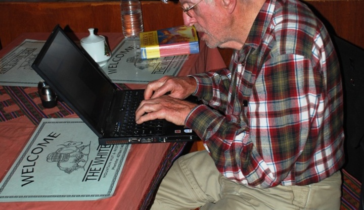 Jim Milledge at work in Pheriche Jim Milledge at work in Pheriche