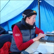 Kay in her office at base camp